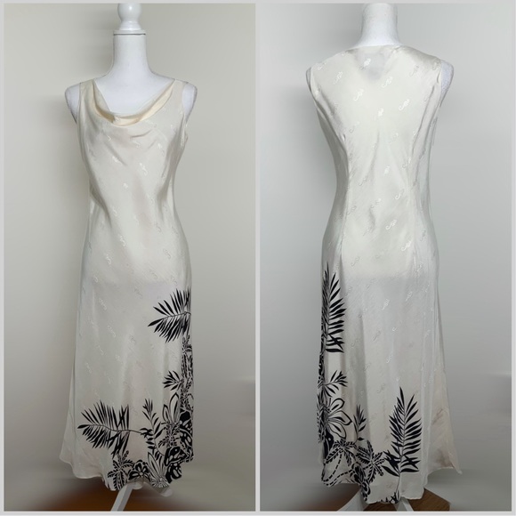 Tory Richard Honolulu Sleeveless Bias-cut Silk Midi Dress Size 8 in Pearl White - Picture 9 of 9